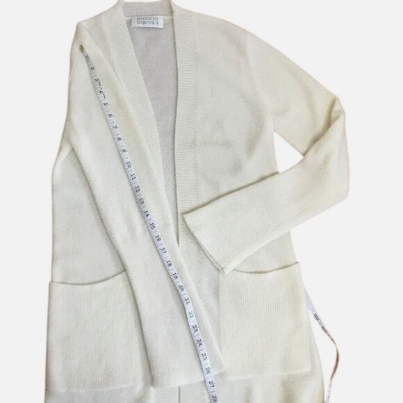 VTG Badgley Mischka White Knit Cardigan Skirt Set S Sparkle Lurex Lounge Party - Picture 9 of 14